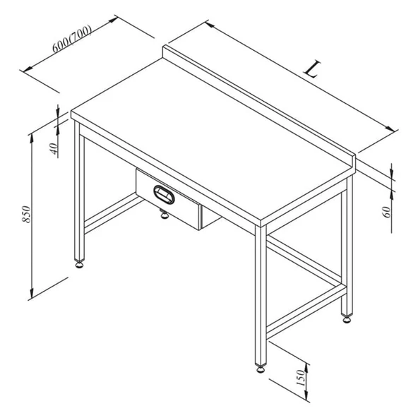 Öztiryakiler Çalışma Tezgahı Taban Rafsız Tek Çekmeceli Sırtlı 190x60 Cm - 1