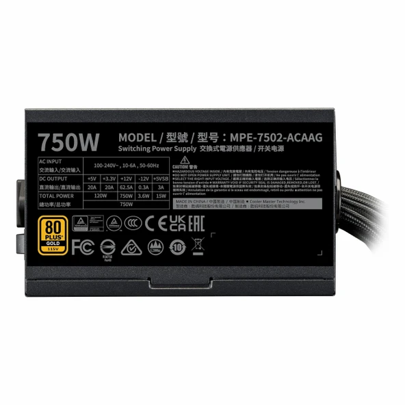 Cooler Master MWE Gold 750 V2 750W 80+ Altın Modüler Güç Kaynağı - Resim 5