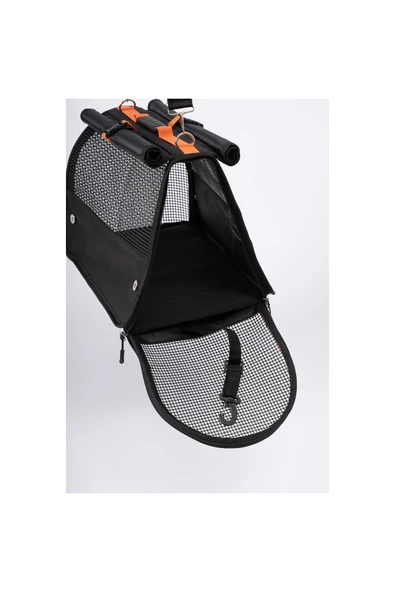 Perdeli Flybag Plastik Yırtılmaz Fileli Kedi Ve Köpek Havayolu Taşıma Çantası Siyah - 3