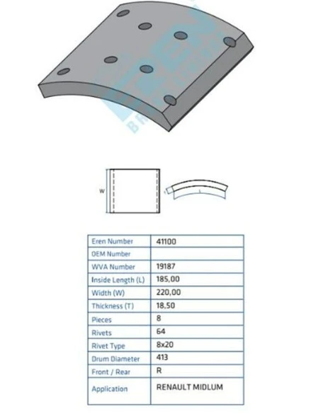 ARKA FREN BALATASI RENAULT 19187 ürün görseli