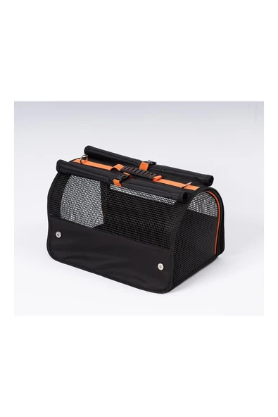 Perdeli Flybag Plastik Yırtılmaz Fileli Kedi Ve Köpek Havayolu Taşıma Çantası Siyah