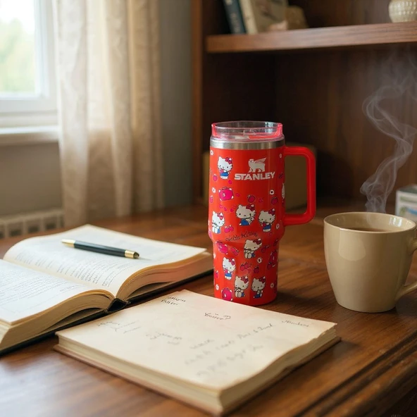 Stanley Quencher Termos x Hello Kitty Kırmızı 1.18 Lt. Pipetli - Resim 2