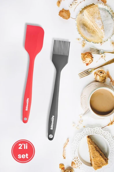 Spatula ve Fırça Seti, Isıya Dayanıklı Yanmaz Yapışmaz Silikon Spatula ve Yumurta Fırçası Set Renkli ürün görseli 1