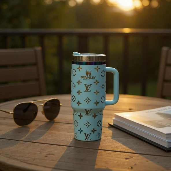 Stanley Quencher Termos louis vuitton mavi 1.18 Lt. Pipetli - Resim 4