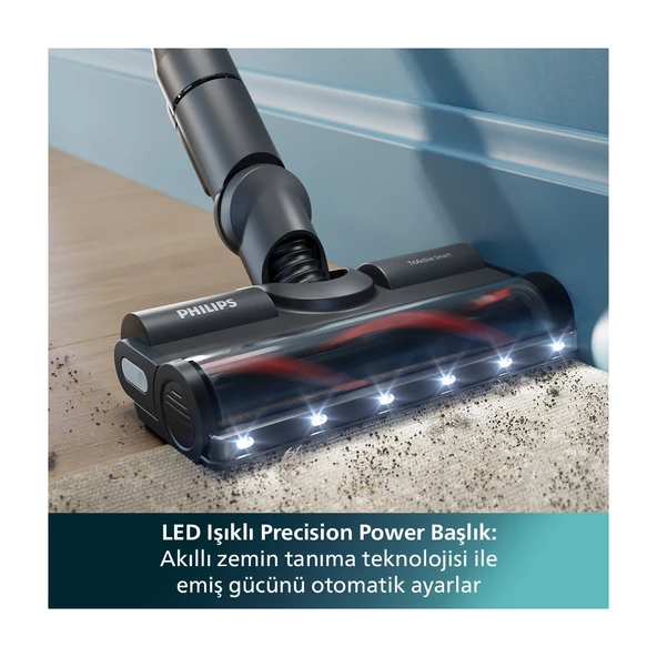 6000 Serisi Kablosuz Dikey Süpürge, PowerCyclone 11, Aqua Modül ile Kolay Mop, TriActive LED Başlık, 64 Dakika Kullanım Süresi, XC6553/01 - Resim 4