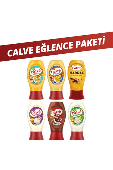 Calve Soslar Eğlence Paketi Köri Sos 260gr Ranch Sos245gr Barbekü Sos290gr Hardal 250gr Sarı - 1