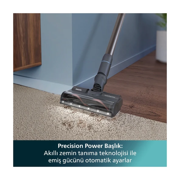 Phılıps XC7053/01 7000 Serisi Aqua 25.2 V Kablosuz Dik Süpürge, PowerCyclone 12, TriActive Akıllı Başlık, 80 dk'ya Kadar Şarj, 3 Aşamalı Filtreleme, - 5