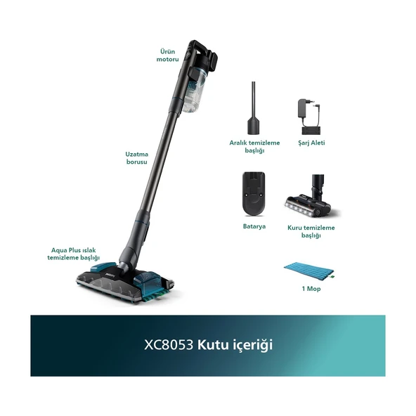 Philips Aqua Plus 8000 Serisi Kablosuz Dikey Süpürge XC8053/01 - 2