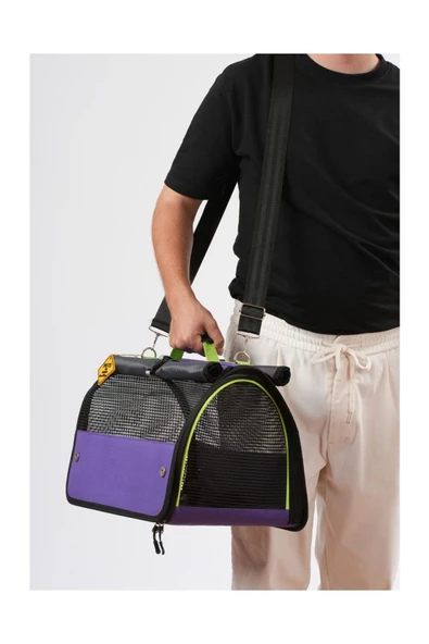 Flybag Model Perdeli Yırtılmaz Fileli Kedi ve Köpek Havayolu Taşıma Çantası - 2