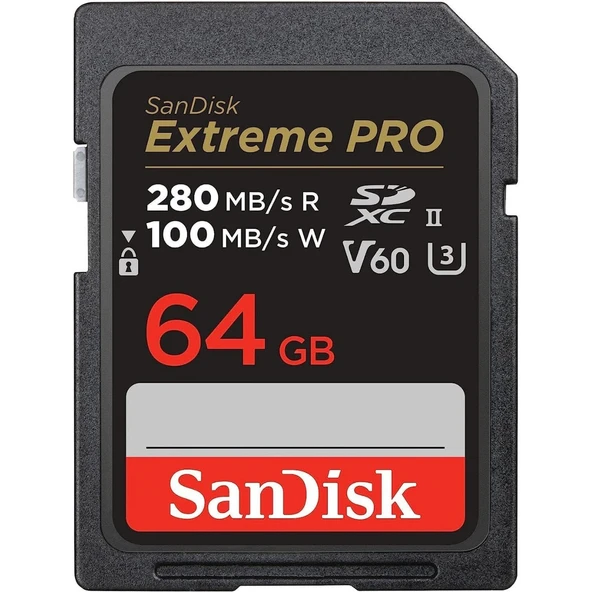 Sandisk Extreme Pro 64GB SDSDXEP-064G-GN4IN 280MB/S Uhs-Iı Sdxc 6k-4k UHD Hafıza Kartı - 1