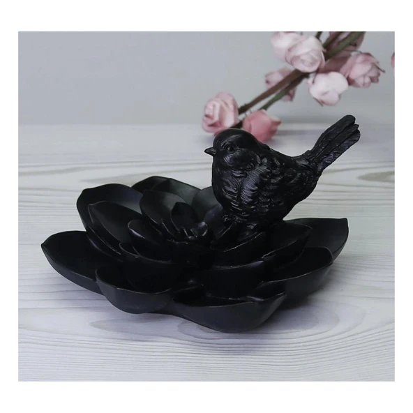 Selim Dekor Camellia  Kuşlu Aksesuar Siyah ürün görseli