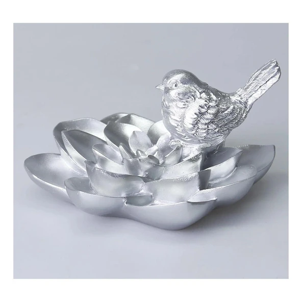 Selim Dekor Camellia  Kuşlu Aksesuar Gümüş ürün görseli