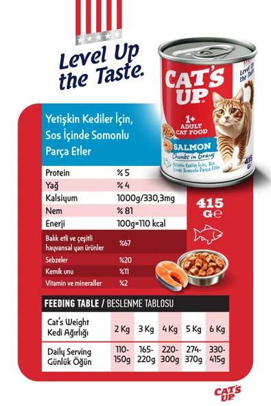 Cats Up Yaş Yetişkin Kedi Maması Somonlu 415gr 6Lı - 3