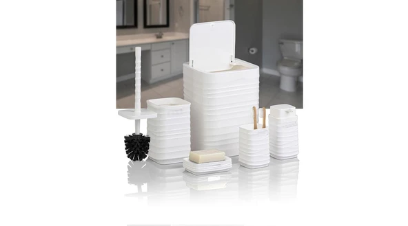 Banyo Seti Plastik Beyaz Renk 5 Parça - 4