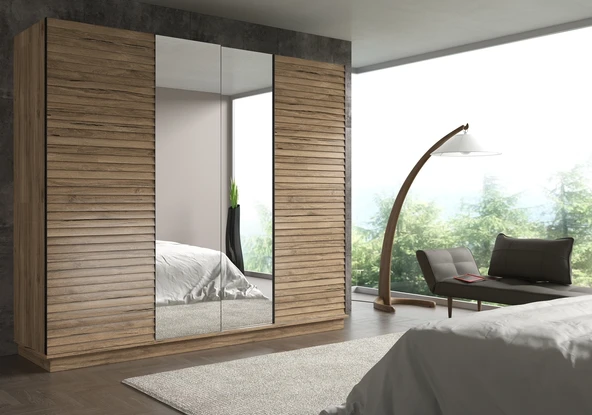 Hunerika Zaragoza Premium sürgülü gardırop -Minifiks - Pera / Siyah