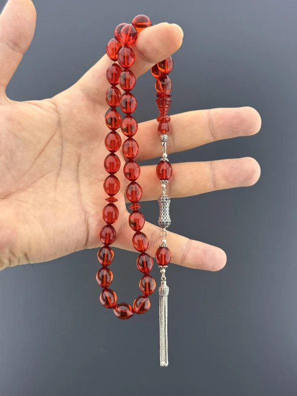 6,6 GR 925 AYAR GÜMÜŞ PSÜKÜL FERDİ GÜVEN ATEŞ KEHRİBAR BEYZİ KESİM 10X12,50 - 2