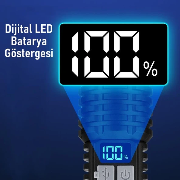 Valkyrie Şarjlı LED El Feneri 5 Işık Modu Type-C Şarjlı Çakar Modlu Zoom Özellikli - Resim 6