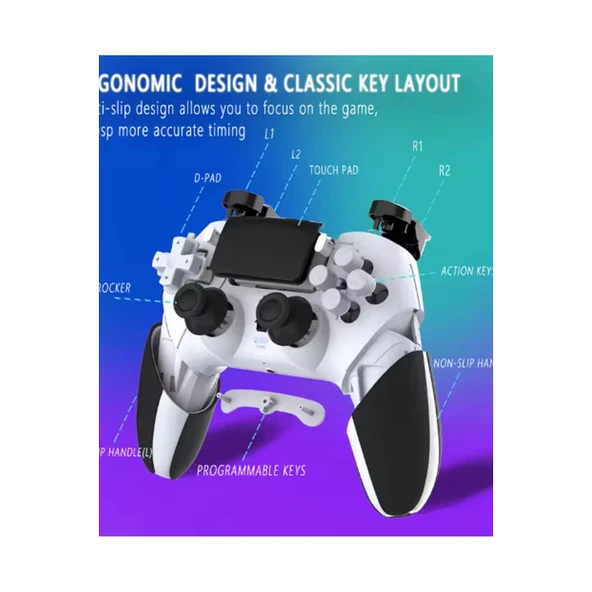 P4 Plus Bluetooth Titreşimli Ps4/ps5 Uyumlu Pc Telefon Joystick Kablosuz Oyun Kolu Siyah - 4