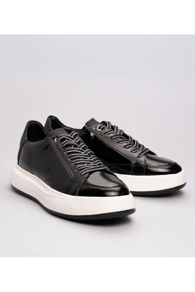 Marcomen 21096 Erkek Hakiki Deri Rugan Kalın Taban Sneaker Ayakkabı - 2