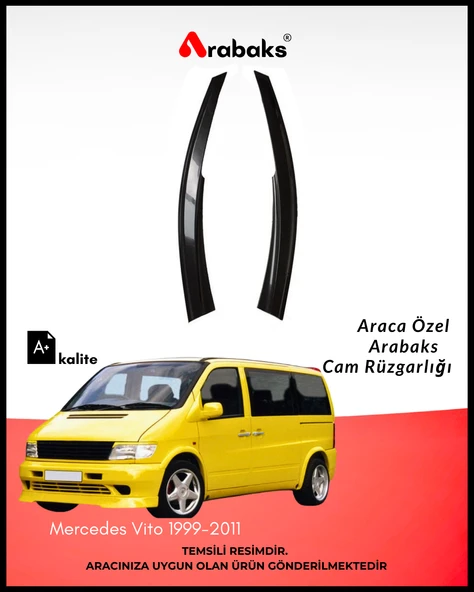 Mercedes Vito 1999-2011 Cam Rüzgarlığı 2'li Takım (MUGEN TİP, DAYANIKLI MALZEME, KOLAY MONTAJ) ürün görseli