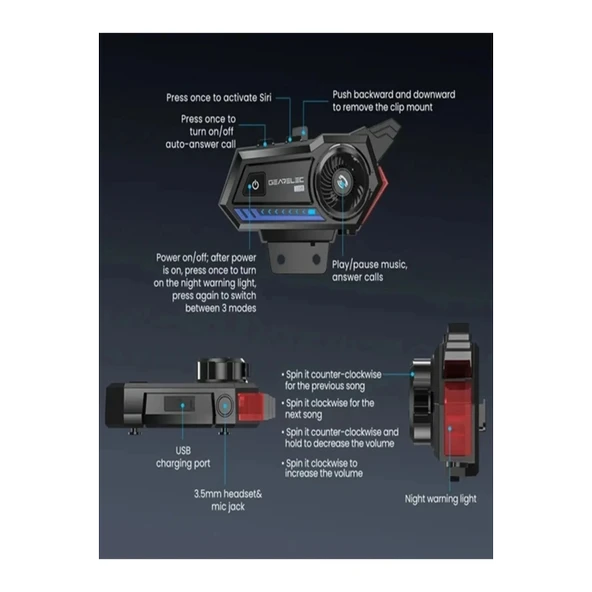 Bt57 Motosiklet Kask Kulaklık Intercom Işıklı Motorsiklet Interkom - 4