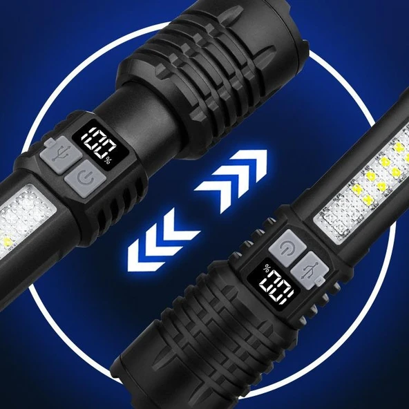 Valkyrie Şarjlı LED El Feneri 5 Işık Modu Type-C Şarjlı Çakar Modlu Zoom Özellikli - Resim 8