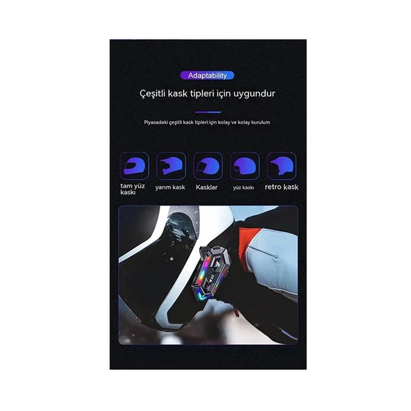 Y20 Motor Kurye Kask Kulaklık Rgb Modlu Bluetooth Motosiklet Kulaklık 5.3 Bluetooth Interkom - 4