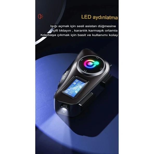 Q58-max Radyolu 2 Kişi Bağlantılı Bluetooth Kask Kulaklık Ekranlı Fenerli Müzik Ve Telsiz Intercom - 5