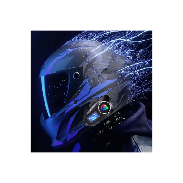 Q58-max Radyolu 2 Kişi Bağlantılı Bluetooth Kask Kulaklık Ekranlı Fenerli Müzik Ve Telsiz Intercom - 7