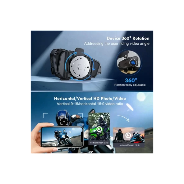 Q28 Motosiklet Kask Bluetooth Kulaklık 1080p Kamera Interkom Kulaklık Su Geçirmez Intercom - 2
