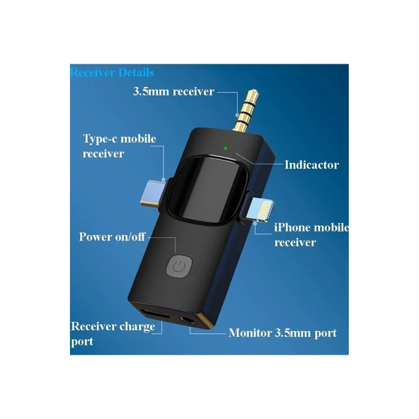 Yüksek Kalite Profesyonel 3 In 1 Kablosuz Taşınabilir Yaka Mikrofonu Youtube Facebook Tiktok - 4