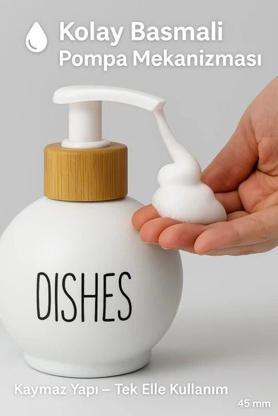 2’li Sabunluk Seti Kolay Basmalı Pompalı Mekanizmalı – Köpük Sabun Uyumlu, Şık Tasarım 450 ML - 6