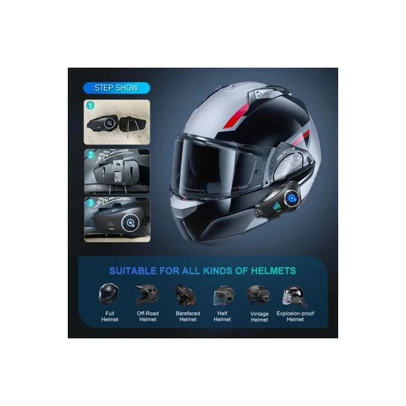 Q28 Motosiklet Kask Bluetooth Kulaklık 1080p Kamera Interkom Kulaklık Su Geçirmez Intercom - 5