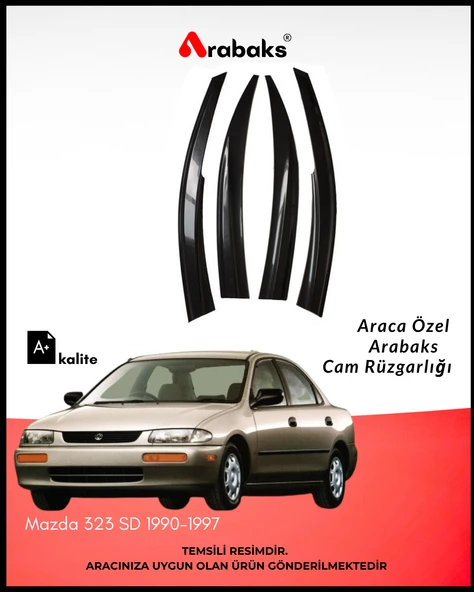 Mazda 323 SD 1990-1997 Cam Rüzgarlığı 4'lü Takım (MUGEN TİP, DAYANIKLI MALZEME, KOLAY MONTAJ) ürün görseli
