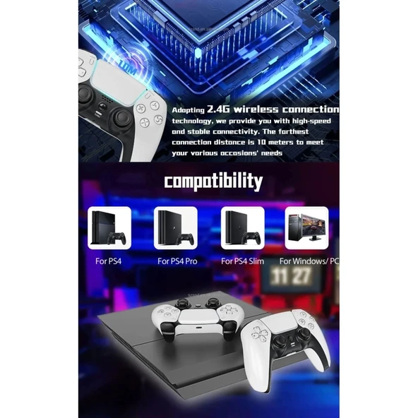 P4 Plus Bluetooth Titreşimli Ps4/ps5 Uyumlu Pc Telefon Joystick Kablosuz Oyun Kolu - 4