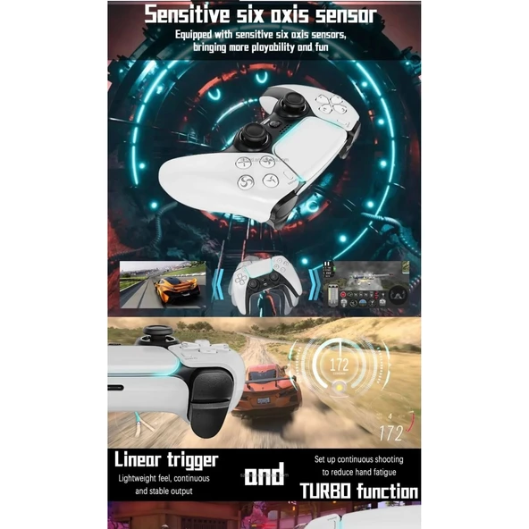 P4 Plus Bluetooth Titreşimli Ps4/ps5 Uyumlu Pc Telefon Joystick Kablosuz Oyun Kolu - 5