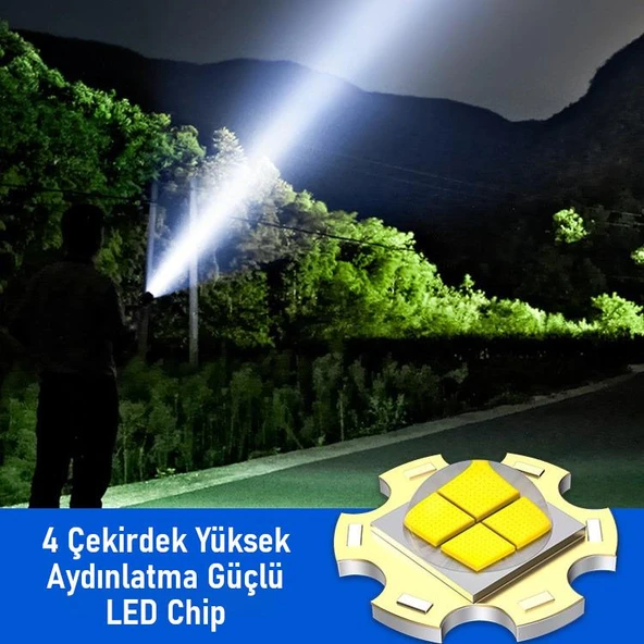 Valkyrie Şarjlı LED El Feneri 5 Işık Modu Type-C Şarjlı Çakar Modlu Zoom Özellikli - Resim 2