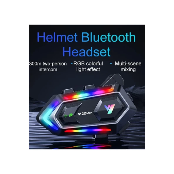 Y20 Max Motosiklet Bluetooth 5.3 Kask Intercom 2 Kişi 300 Metre Eşleşme Özellikli - 2