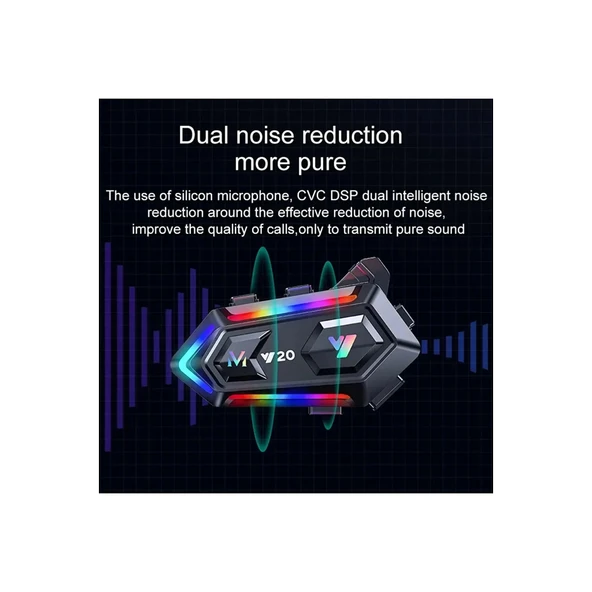 Y20 Motor Kurye Kask Kulaklık Rgb Modlu Bluetooth Motosiklet Kulaklık 5.3 Bluetooth Interkom - 5
