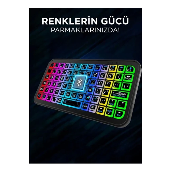Mini Klavye Smarttv Işıklı Bluetooth Kablosuz Televizyon Ps3 Dizüstü Tabletler Ve Telefonlar İçin - 3