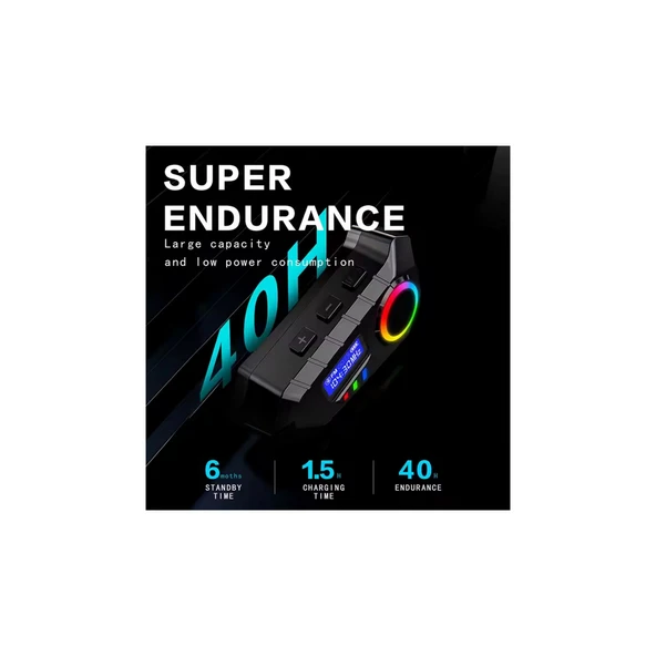 Y30 Kask Kulaklık Bluetooth Motosiklet Kulaklık Rgb Radyolu Intercom - 3