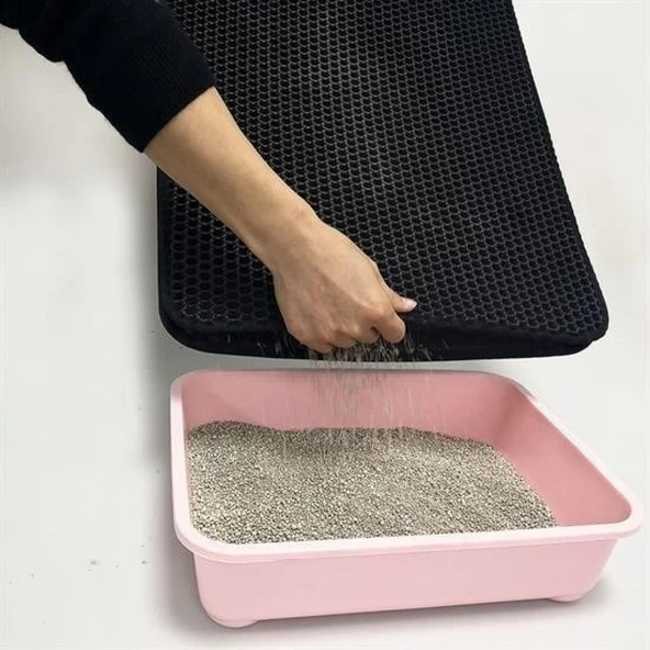 Buffer® Kedi Tuvalet Önü Kum Toplayıcı Temizleyici Elekli Gri Paspas - 12