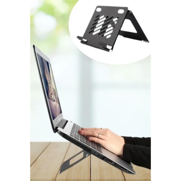 Buffer® Ayarlanabilir Metal Dizüstü Destek Tabanı Katlanabilir Taşınabilir Laptop Sehpası Standı - 5