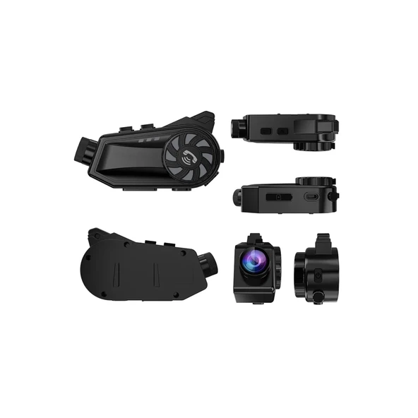 Bt68 Motosiklet Kask Bluetooth Kulaklık 1080p Kamera Ses Kontrolü Video Kayıt Özellikli İntercom - 4