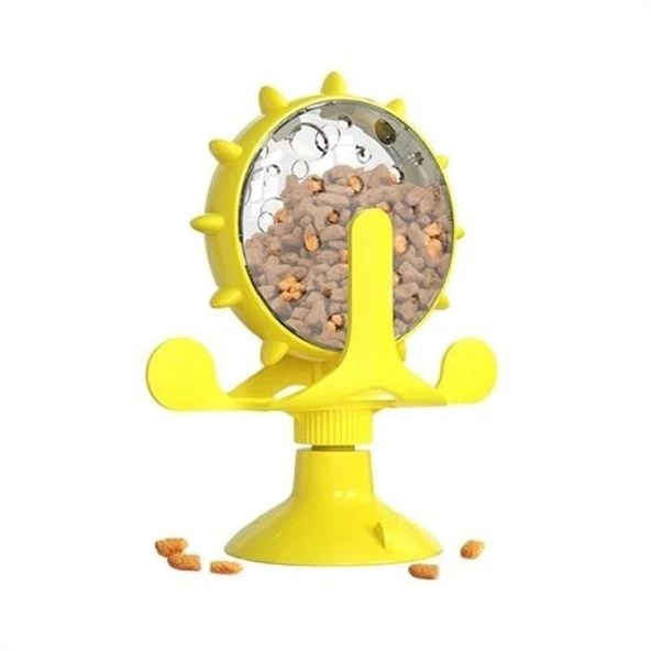 Buffer® Vantuzlu Zilli İnteraktif Dönebilen Mama Kaplı Renkli Eğlenceli Eğitici Kedi Oyuncağı - 6