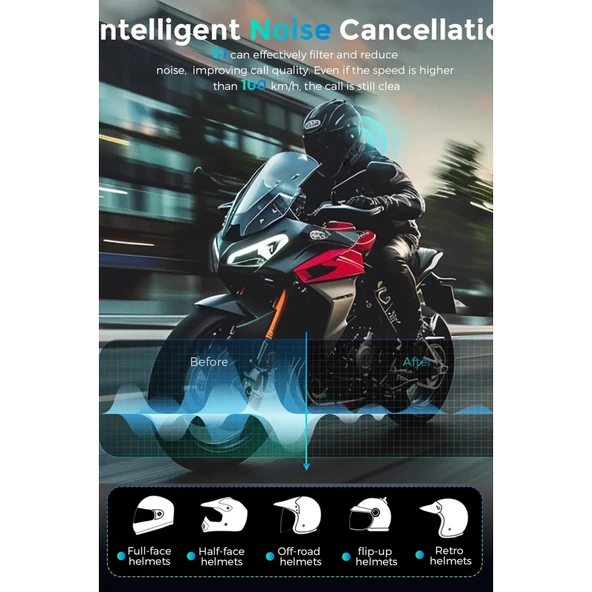 Bt68 Motosiklet Kask Bluetooth Kulaklık 1080p Kamera Ses Kontrolü Video Kayıt Özellikli İntercom - 3