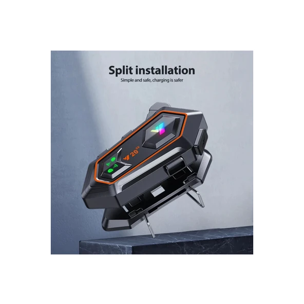 Y20 2x 1000m Telsiz Mesafeli 2 Kişi Bağlantılı Bluetooth Kask Kulaklık Fenerli İntercom - 4