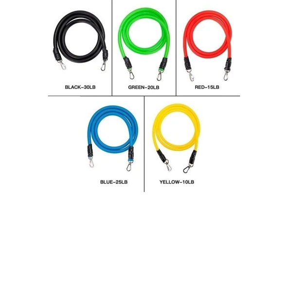 Buffer® 11 Parça Lateks Egzersiz Bandı Çekme Halatı Egzersiz Seti - 8