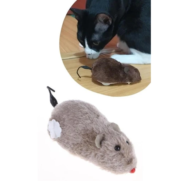 Buffer® Kurmalı Kedi Eğitim Oyuncağı Tüylü Peluş Fare Yakalama İnteraktif Sevimli Eğlenceli Oyuncak - 7