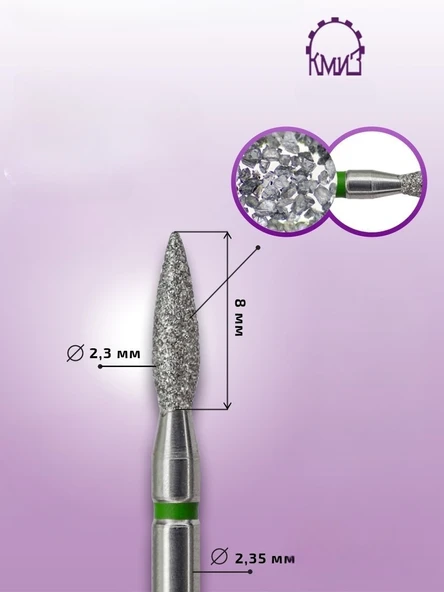 Kmiz Elmas Manikür Törpü Ucu Ateş Model Sivri Yeşil 0.23 118144 - Resim 2